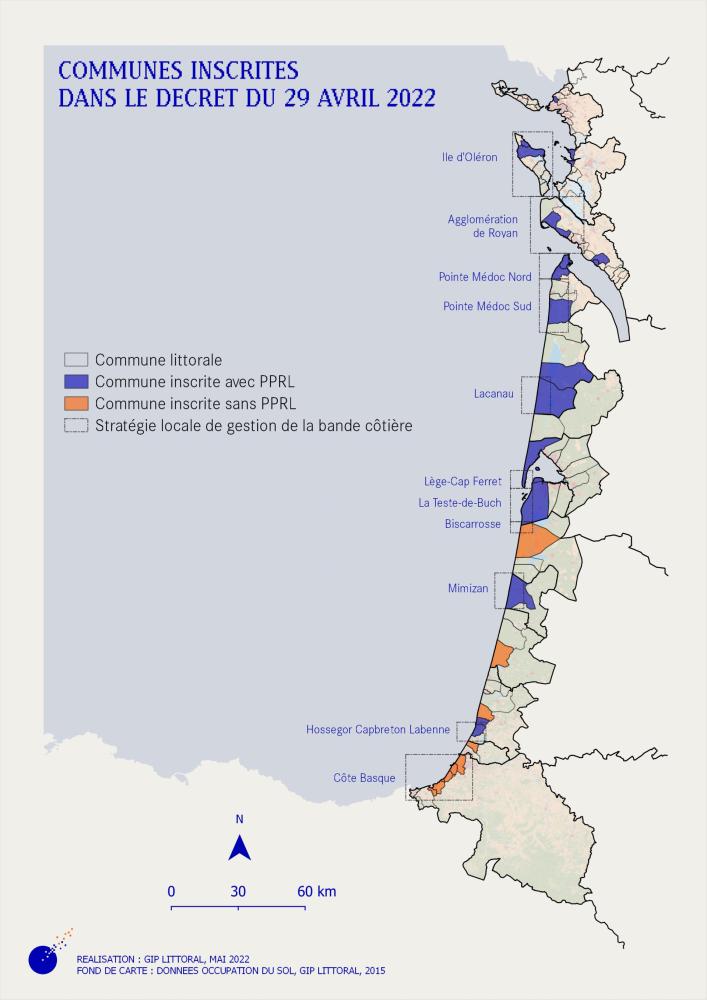Communes de Nouvelle-Aquitaine inscrites dans le décret du 29 avril 2022