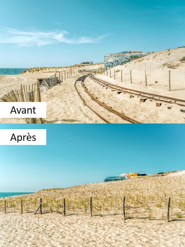 Avant Après travaux : recul du terminus du petit train 