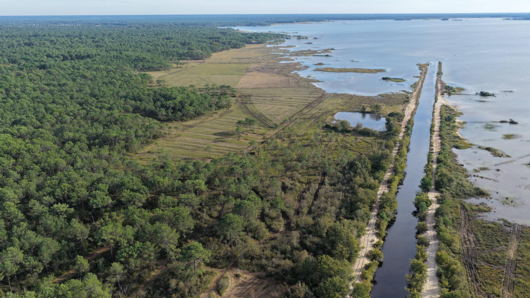 Vue sur le lac de Lacanau et ses abords