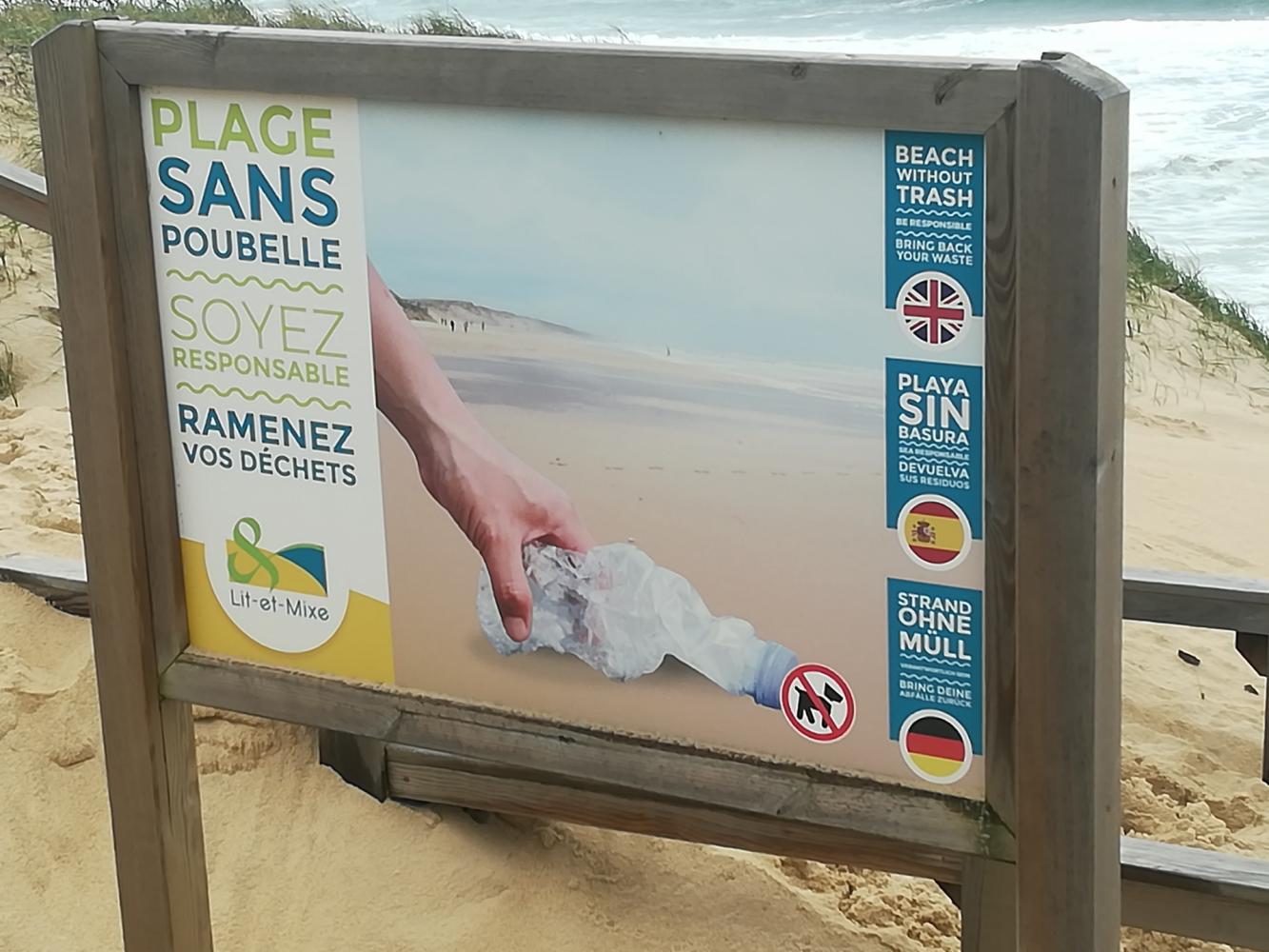 Signalétique "Plage sans poubelle" Cap de l'Homy