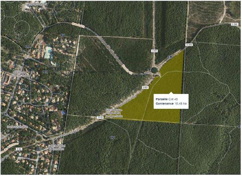 Localisation de la parcelle pour le parking nord