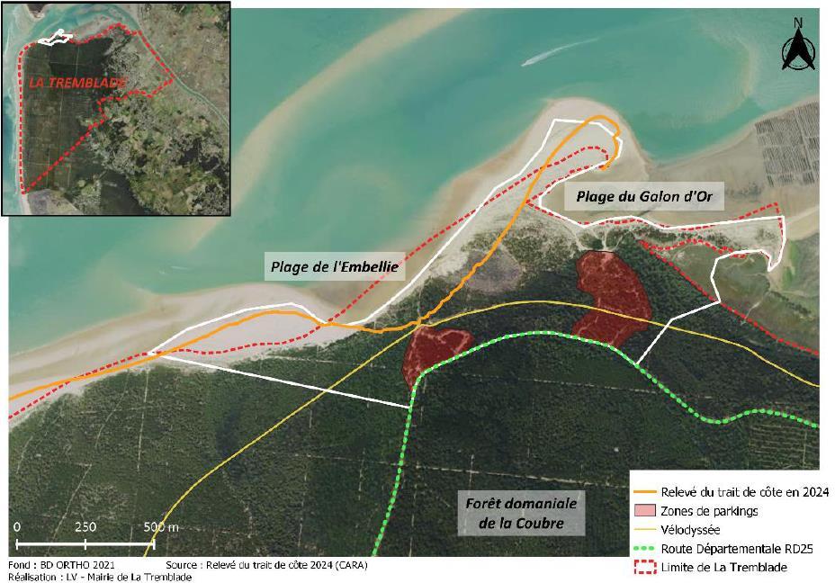 Localisation des plages de l'Embellie et du Galon d'Or
