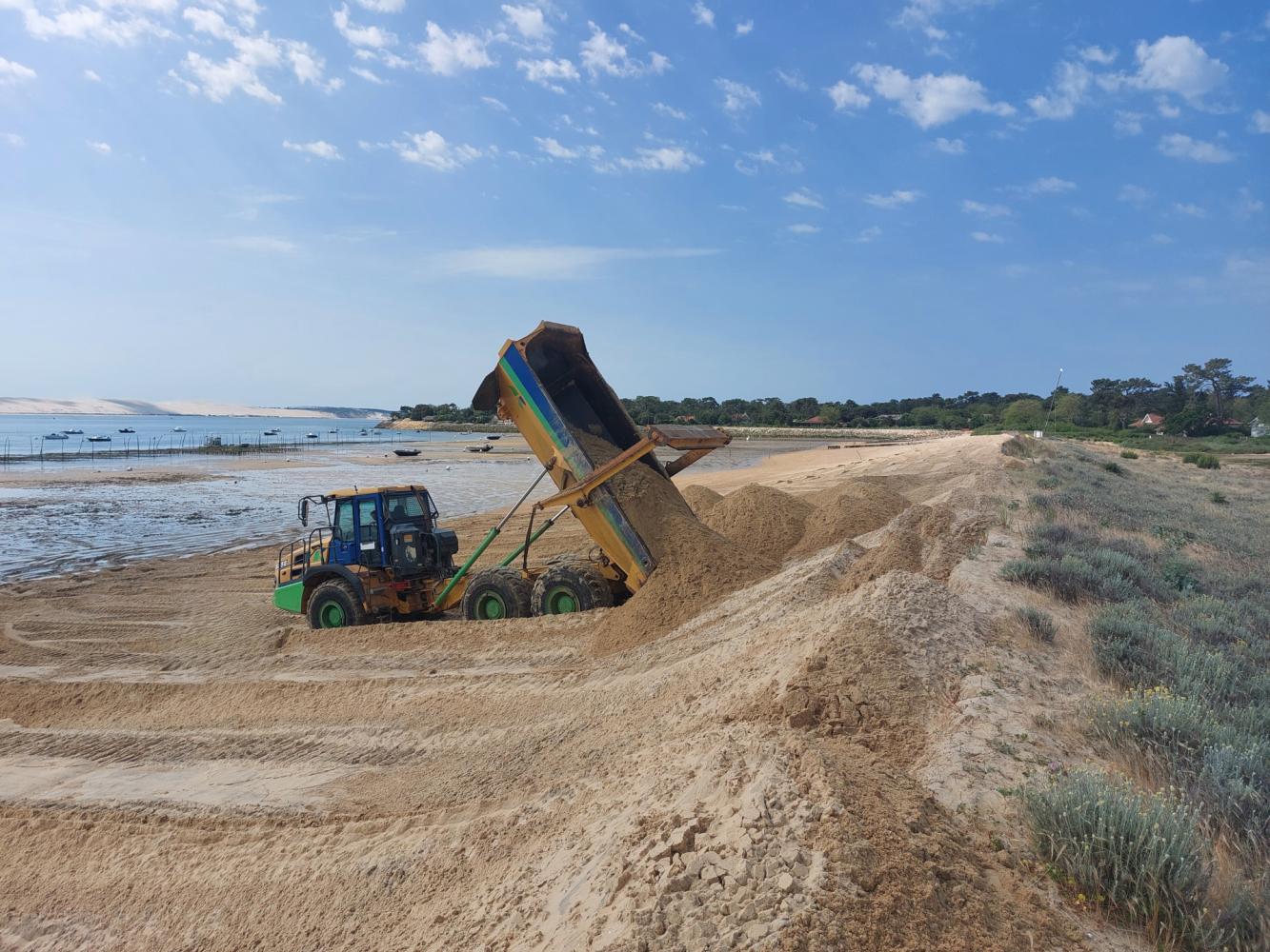 Rechargement de la plage du Mimbeau