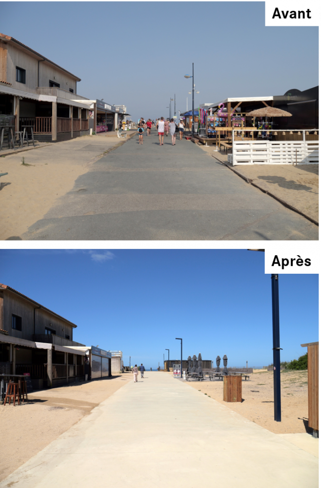 Promenade piétonne commerçante avant / après 